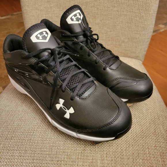 Brand New Under Armour Clean Up Black Metal Baseball Cleats Lace Up Mens Size 14 - Picture 1 of 7